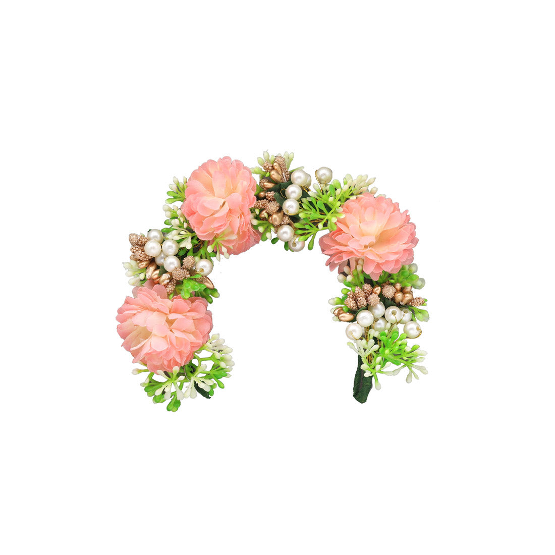 Peach Color Rose Flower Gajra For Women Hair Pin (HRP228PCH) Jewellery GetGlit