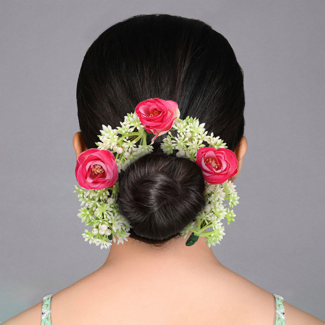 White Color Flower Gajra For Women Hair Pin (HRP263WHT) Jewellery GetGlit