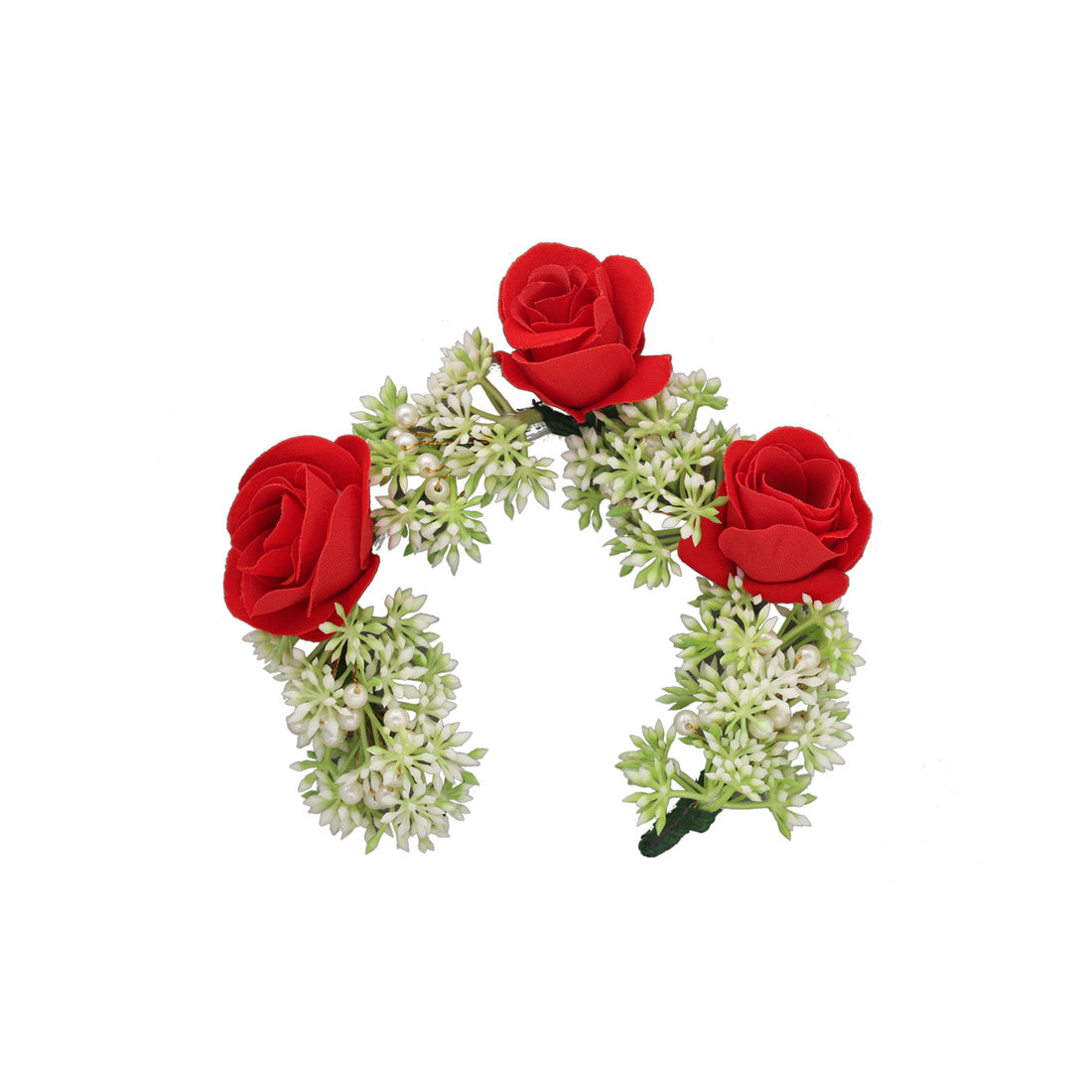 Red Color Flower Gajra For Women Hair Pin (HRP263RED) Jewellery GetGlit