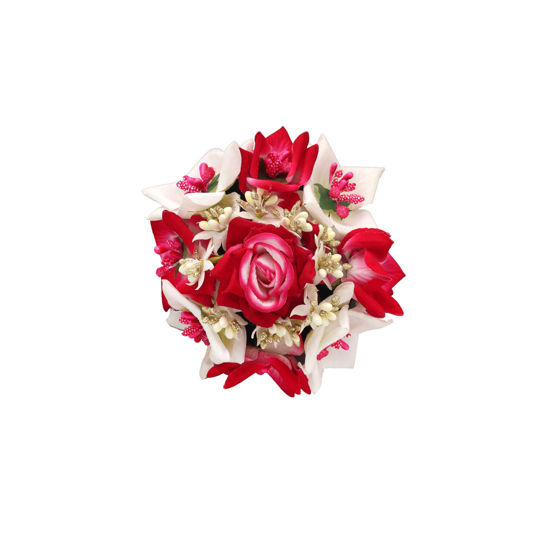 Rani & White Color Rose Flower Hair juda//Bun (HRP273RNIWHT) Jewellery GetGlit