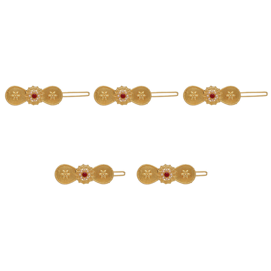 Maroon Color 5 Pieces Gold Plated Hair Pin (HRPCMB229) Gold Plated Jewelley GetGlit   