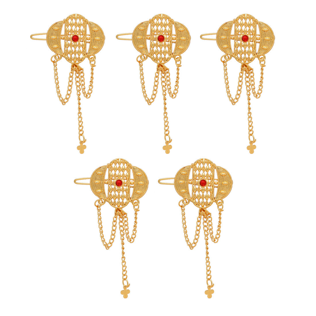 Maroon Color 5 Pieces Gold Plated Hair Pin (HRPCMB230) Jewellery GetGlit   