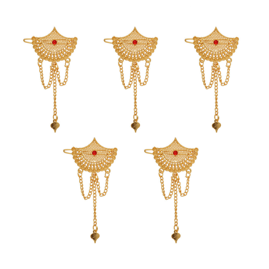 Gold Color 5 Pieces Gold Plated Hair Pin (HRPCMB232) Jewellery GetGlit   