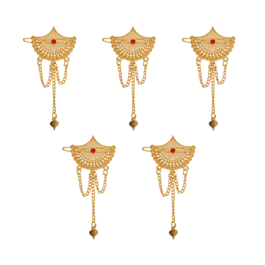 Gold Color 5 Pieces Gold Plated Hair Pin (HRPCMB232) Gold Plated Jewelley GetGlit   