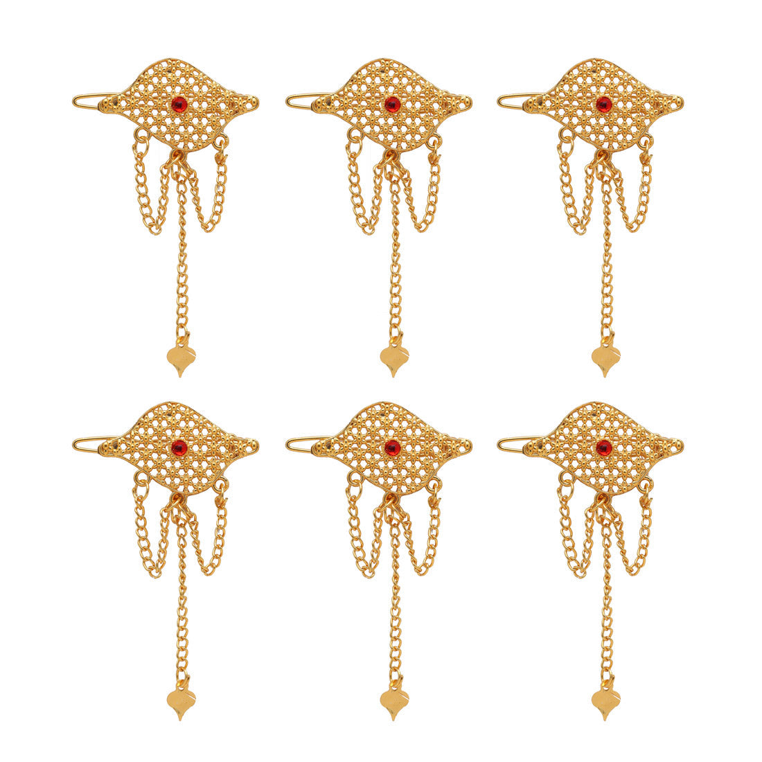 Gold Color 6 Pieces Gold Plated Hair Pin (HRPCMB233) Jewellery GetGlit   