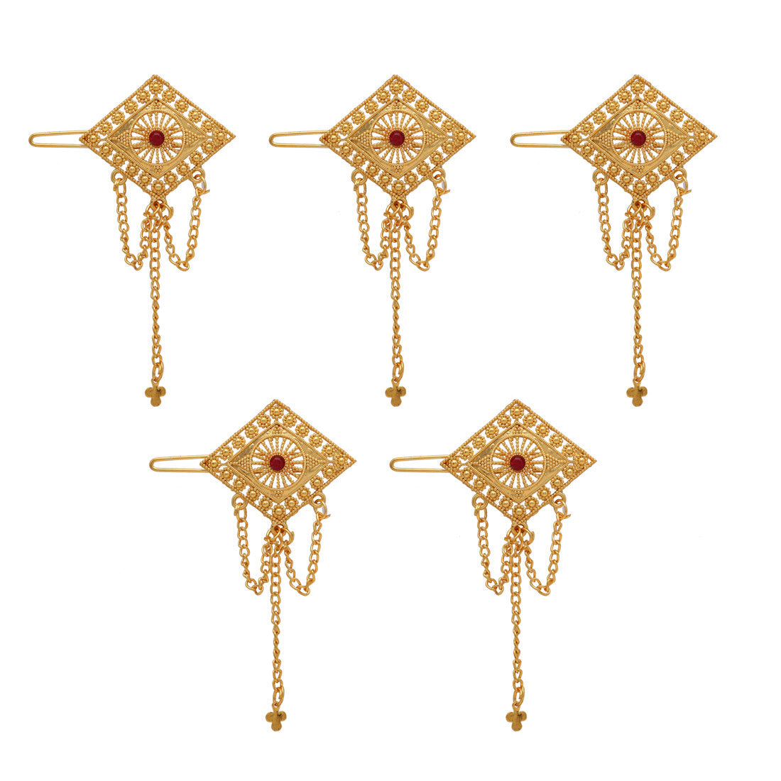 Gold Color 5 Pieces Gold Plated Hair Pin (HRPCMB234) Jewellery GetGlit   