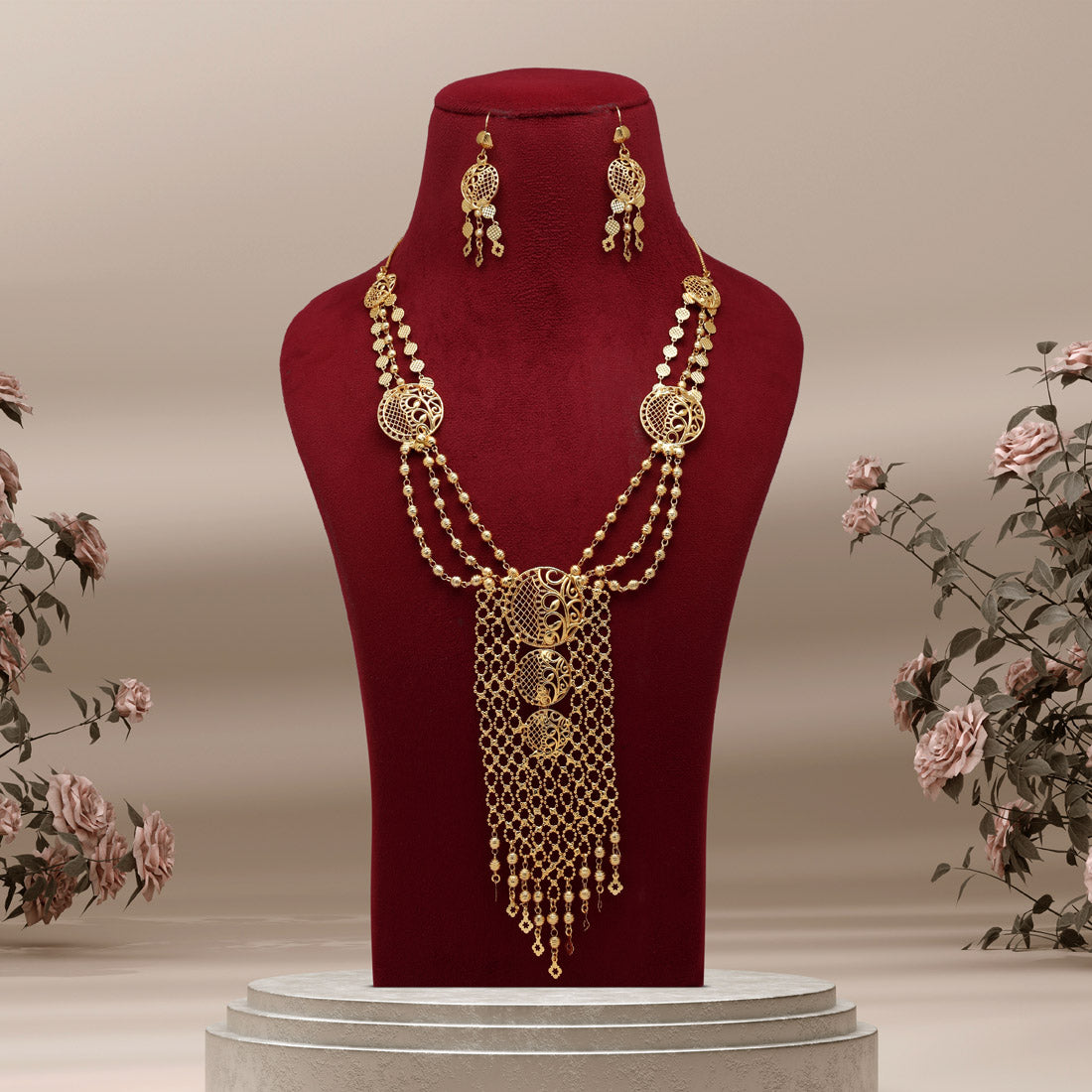 Gold Color Gold Plated Necklace Set (KBSN1170GLD) Jewellery GetGlit   