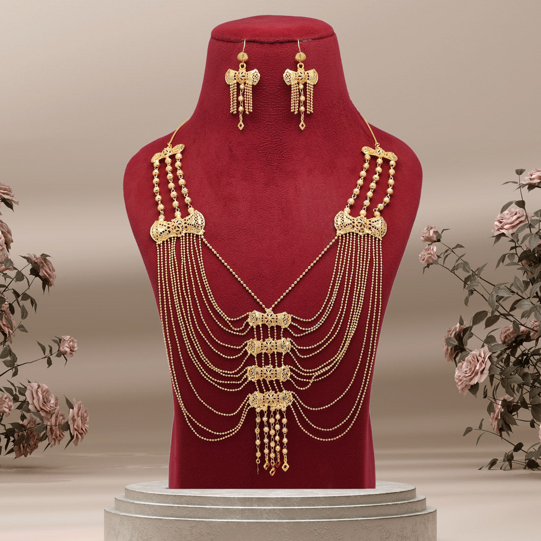 Gold Color Gold Plated Necklace Set (KBSN1173GLD) Jewellery GetGlit   
