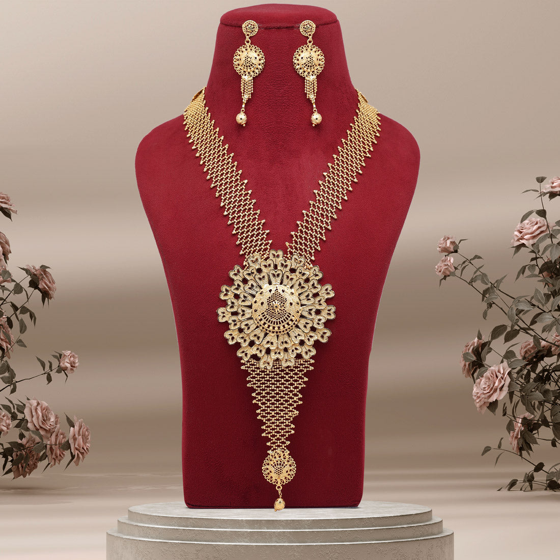 Gold Color Gold Plated Necklace Set (KBSN1175GLD) Jewellery GetGlit   