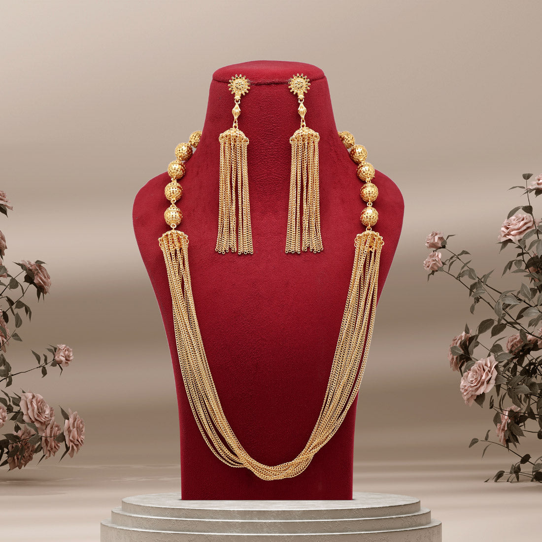 Gold Color Gold Plated Necklace Set (KBSN1186GLD) Necklaces GetGlit   