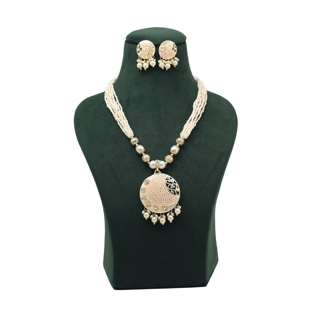 White Color Traditional Necklace Set (KBSN1196WHT) Jewellery GetGlit