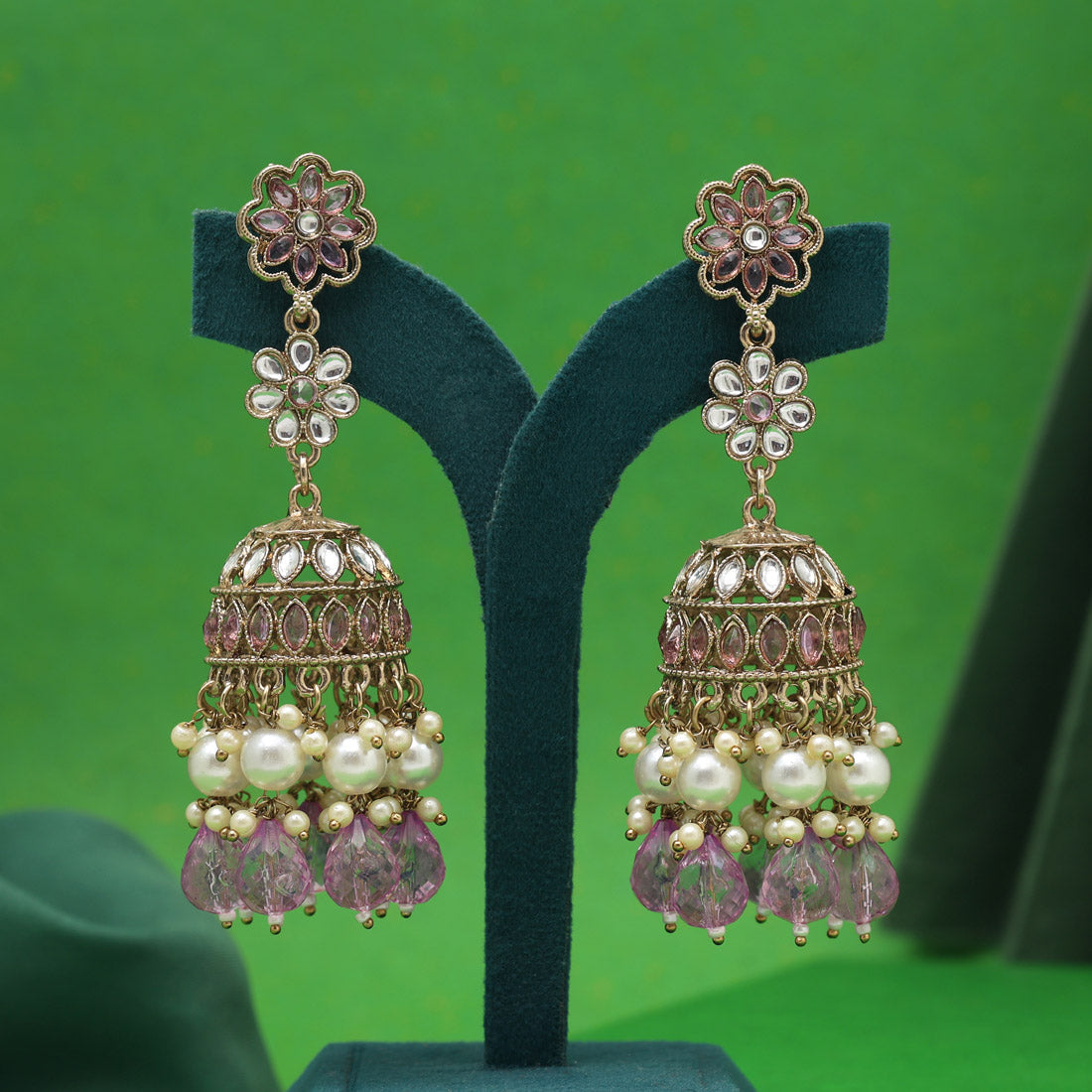 Light Purple Color Kundan Earrings (KDE1000LPRP)