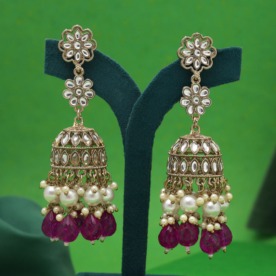 Purple Color Kundan Earrings (KDE1000PRP)