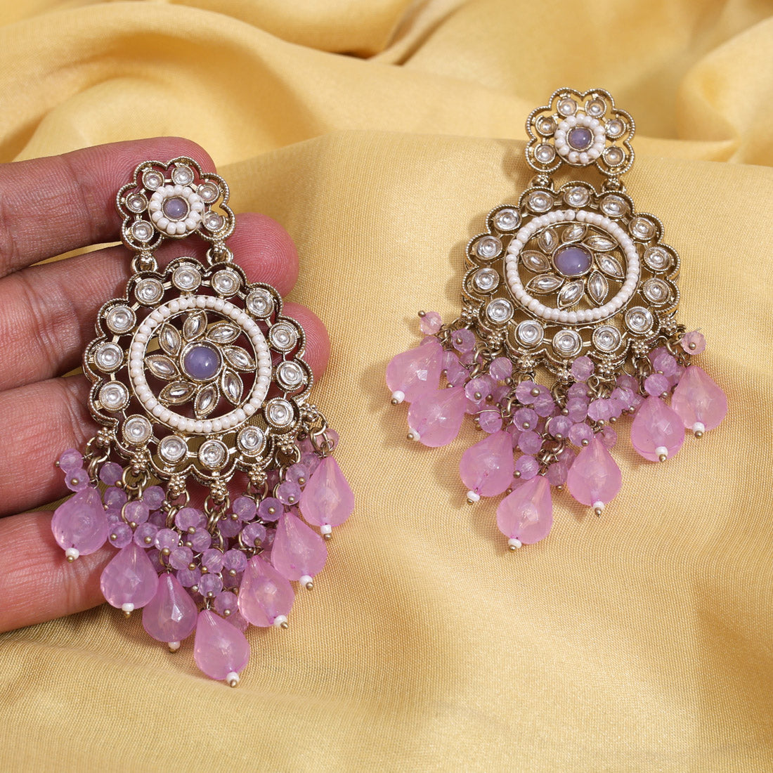 Light Purple Color Kundan Earrings (KDE1002LPRP) Jewellery GetGlit