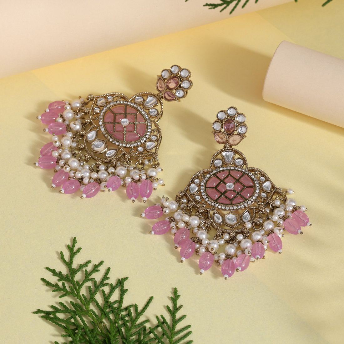 Light Purple Color Kundan Earrings (KDE1003LPRP)