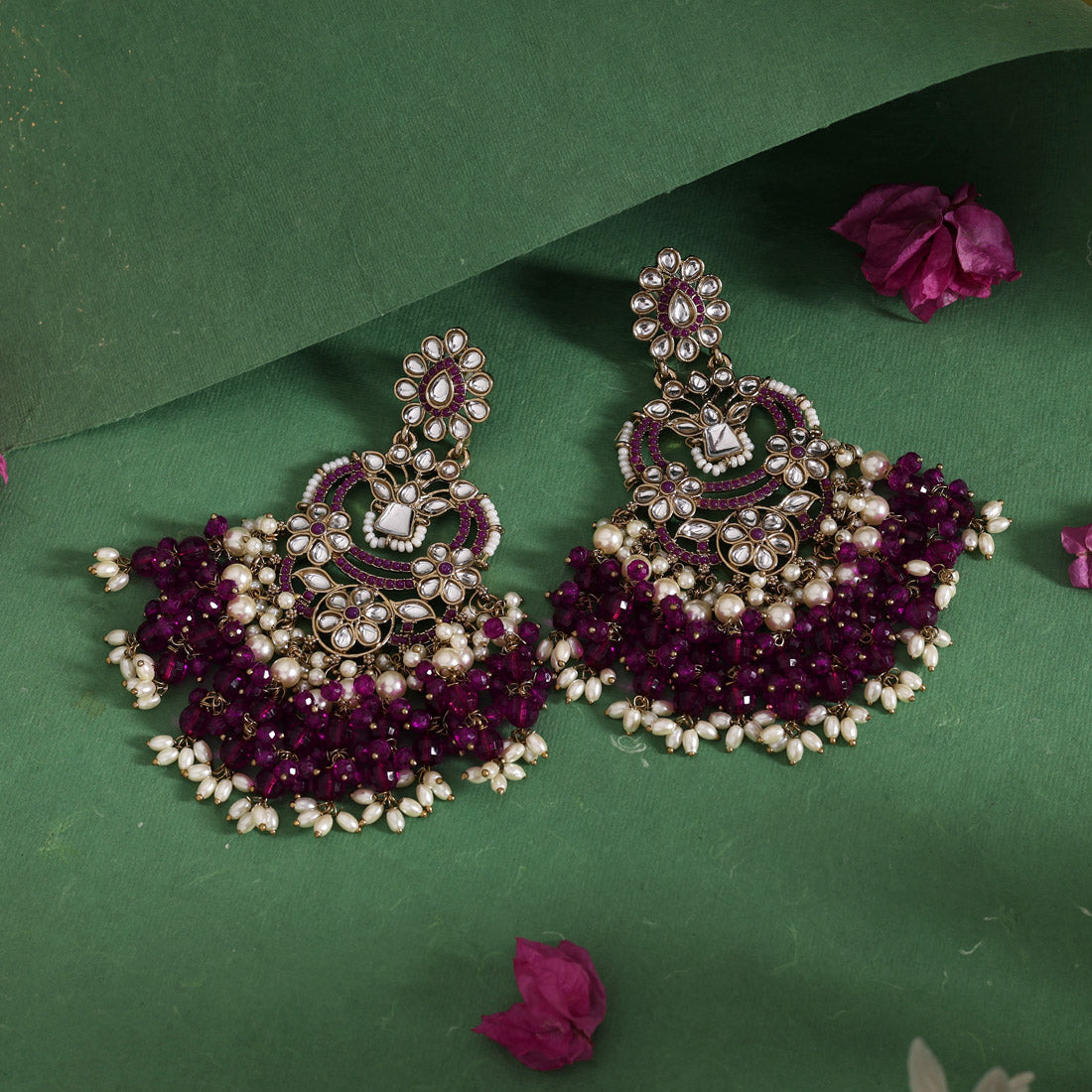 Purple Color Pakistani Kundan Earrings (KDE1004PRP) Jewellery GetGlit