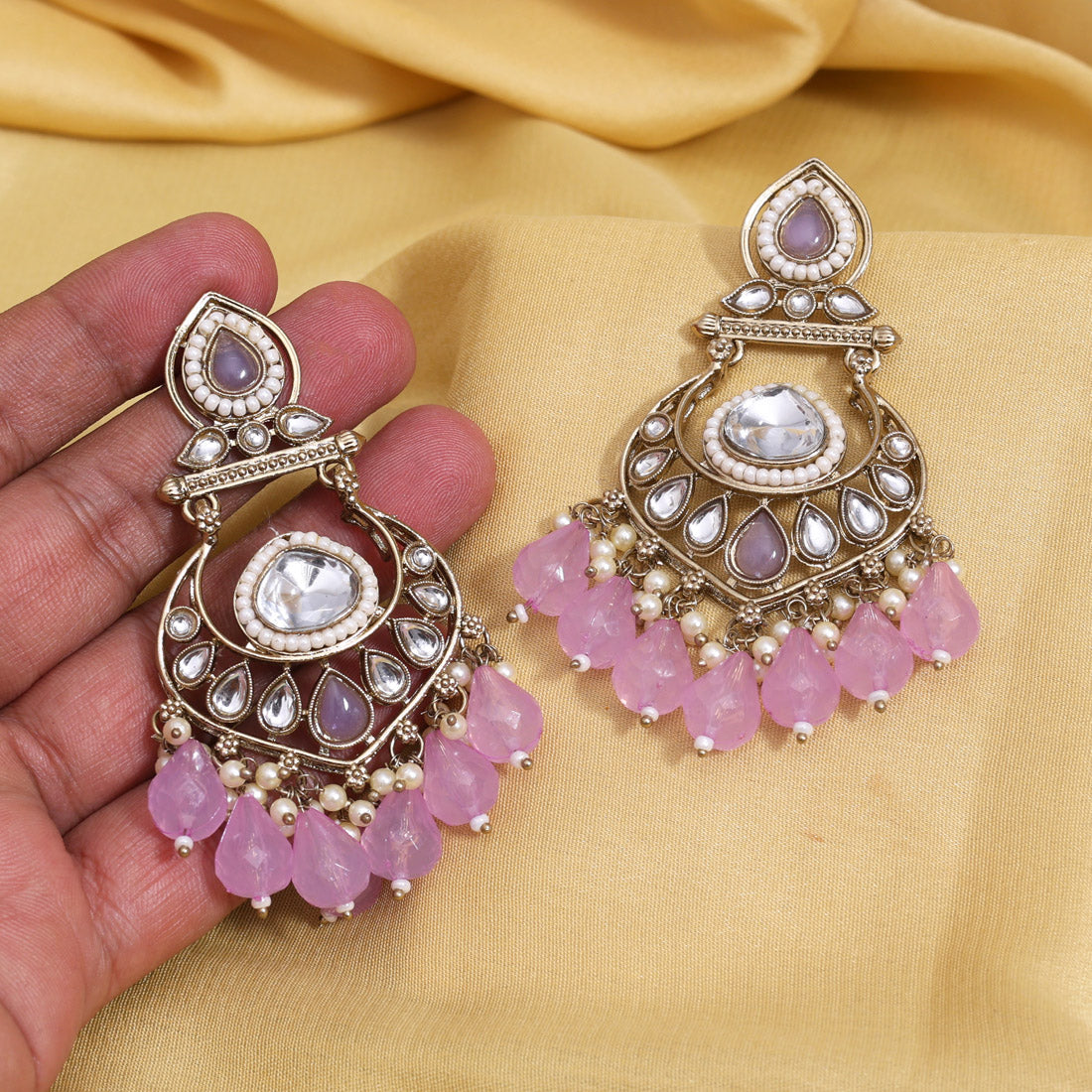 Light Purple Color Kundan Earrings (KDE1005LPRP) Jewellery GetGlit
