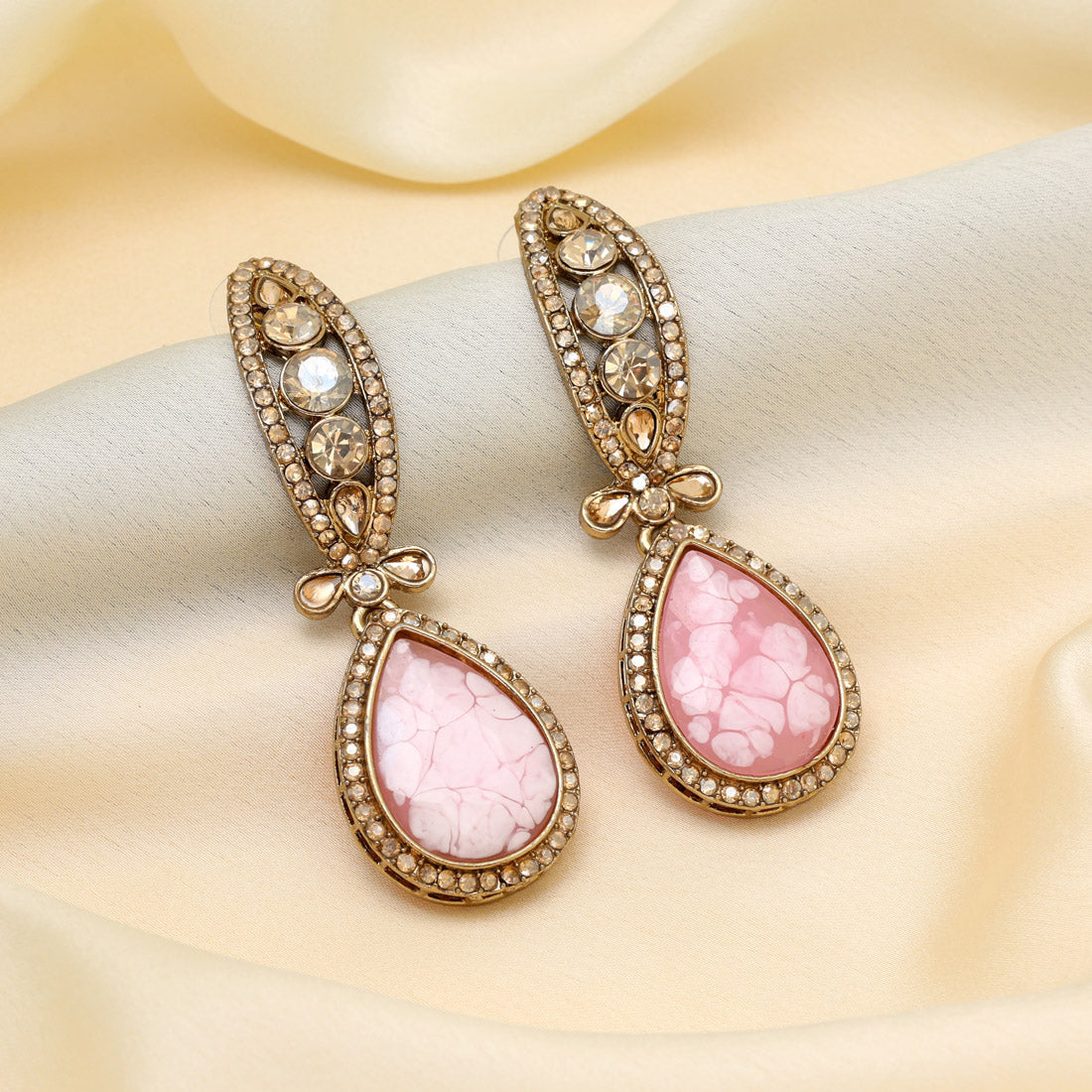 Pink Color Kundan Earrings (KDE1013PNK) Jewellery GetGlit