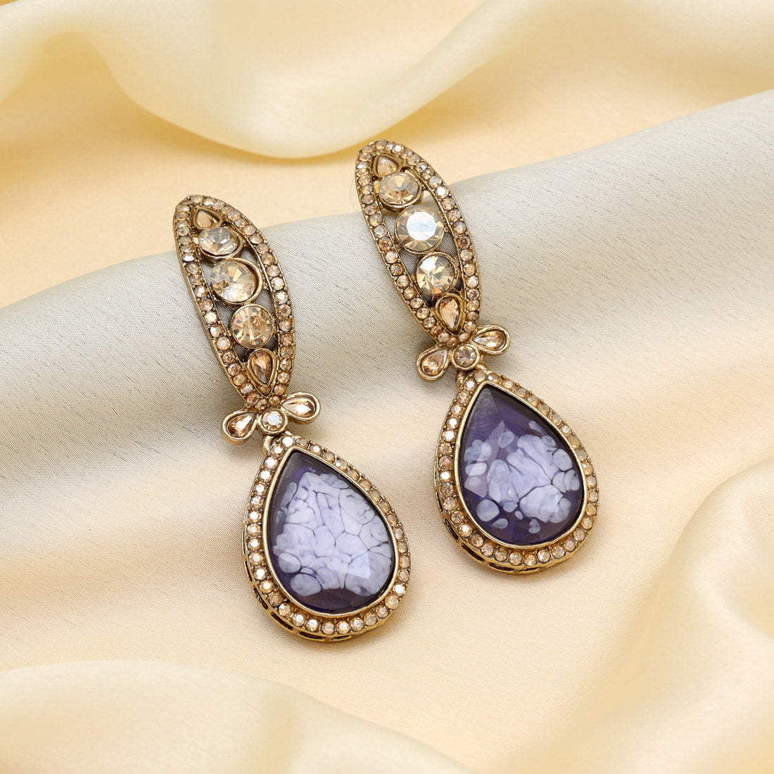 Purple Color Kundan Earrings (KDE1013PRP)