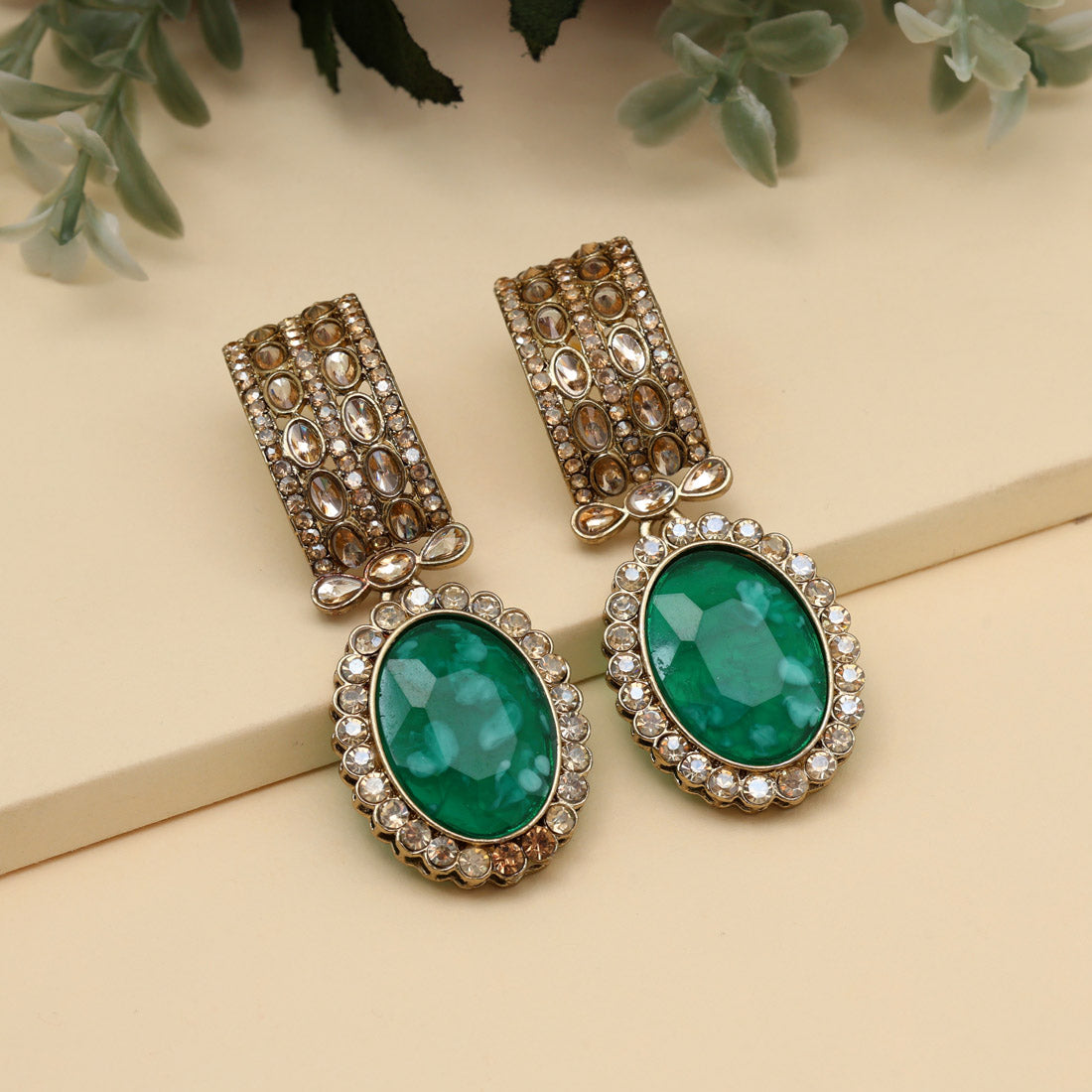 Light Green Color Kundan Earrings (KDE1015LGRN) Jewellery GetGlit