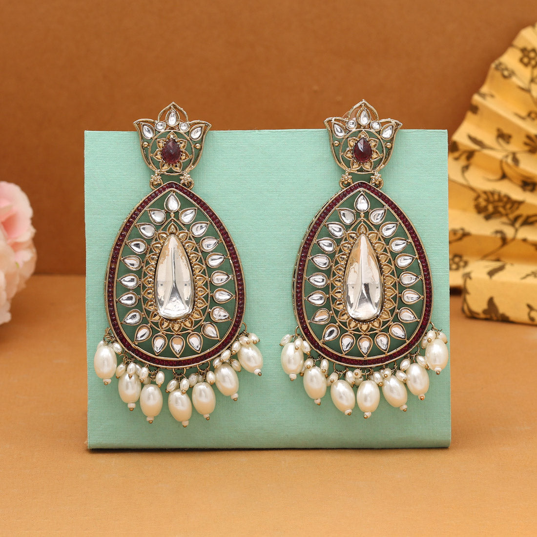 Purple Color Kundan Earrings (KDE1033PRP) Jewellery GetGlit