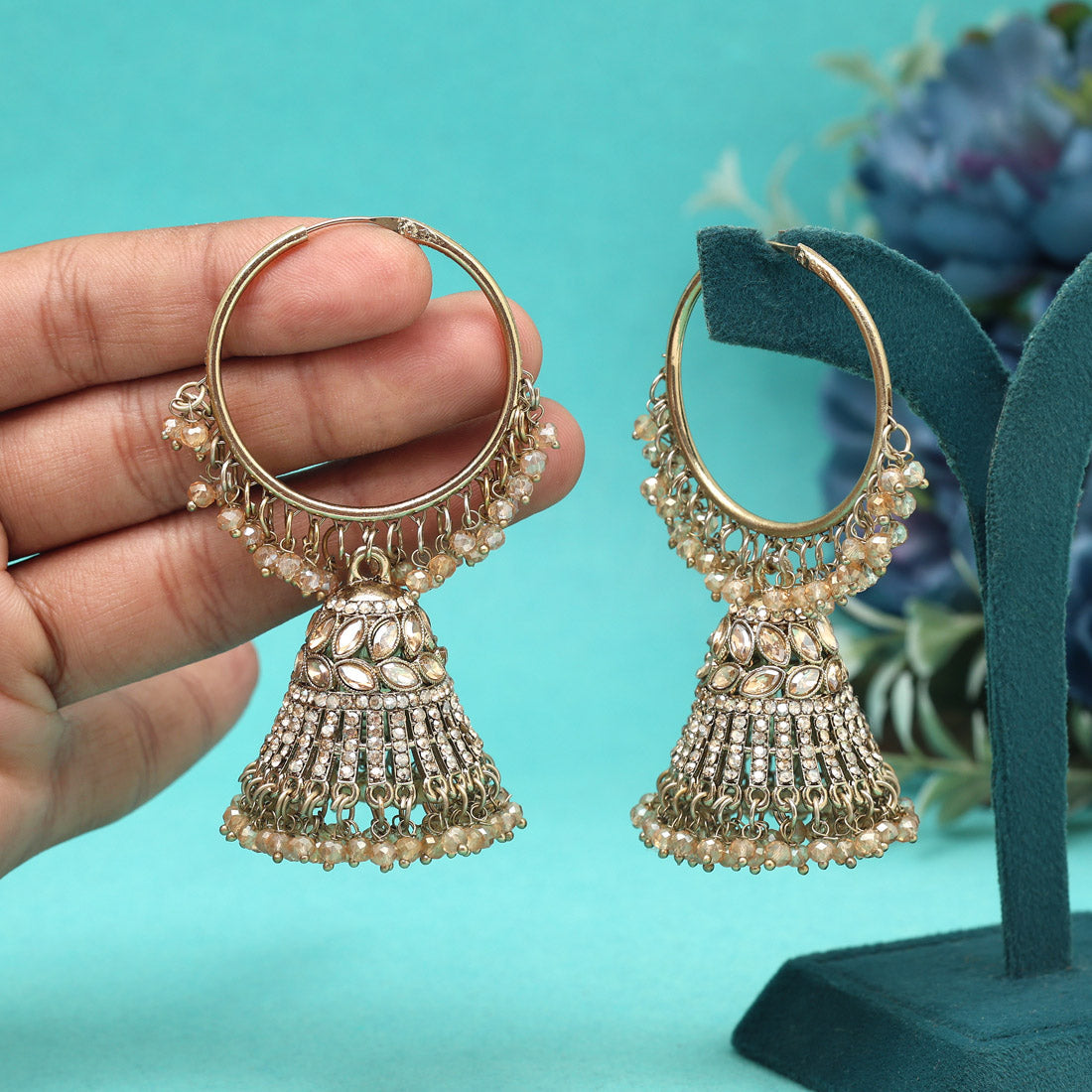 Royal Gold Color Kundan Earrings Jewellery GetGlit