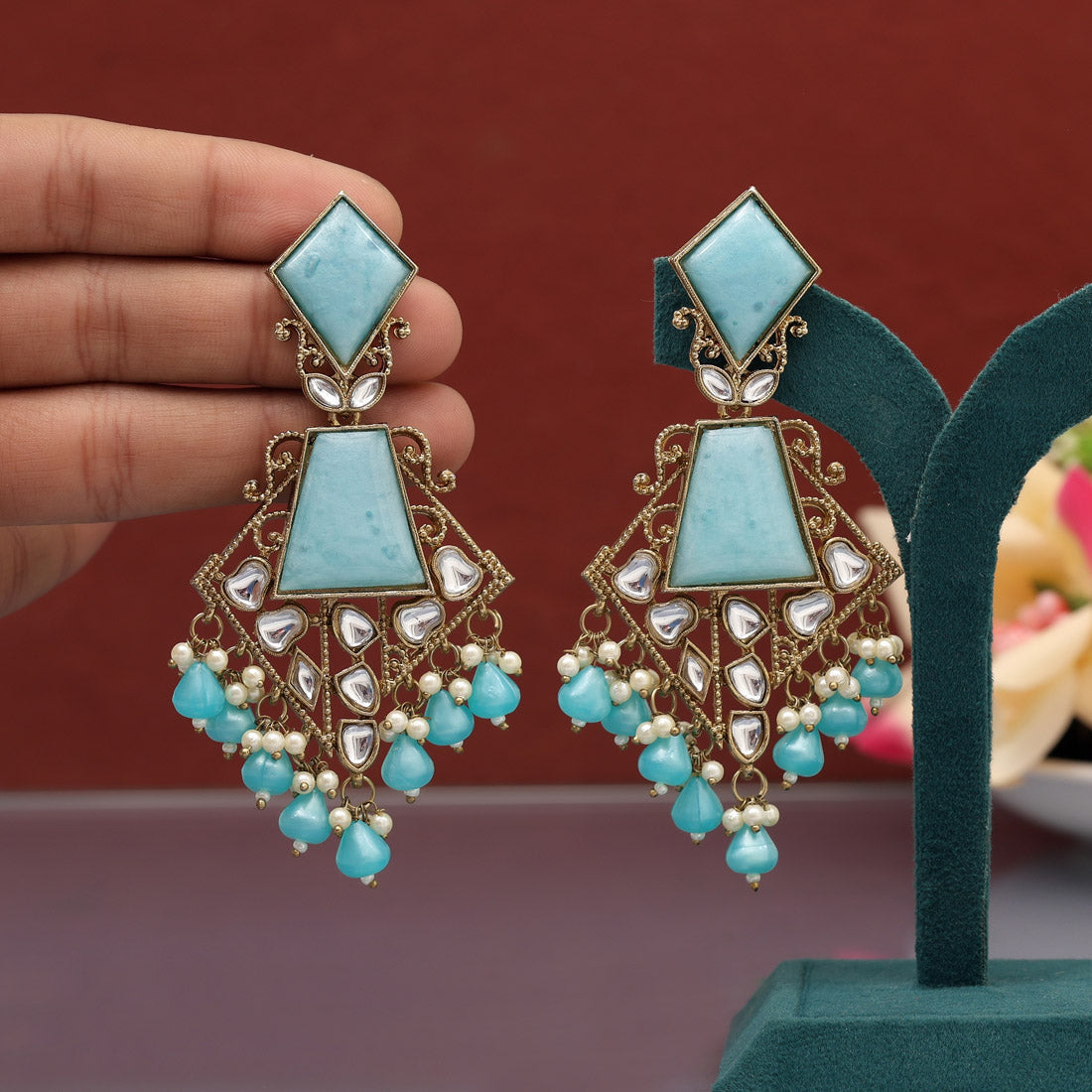 Assorted Color 5 Pairs Meena Work Kundan Earrings Combo (KDE129CMB) Jewellery GetGlit