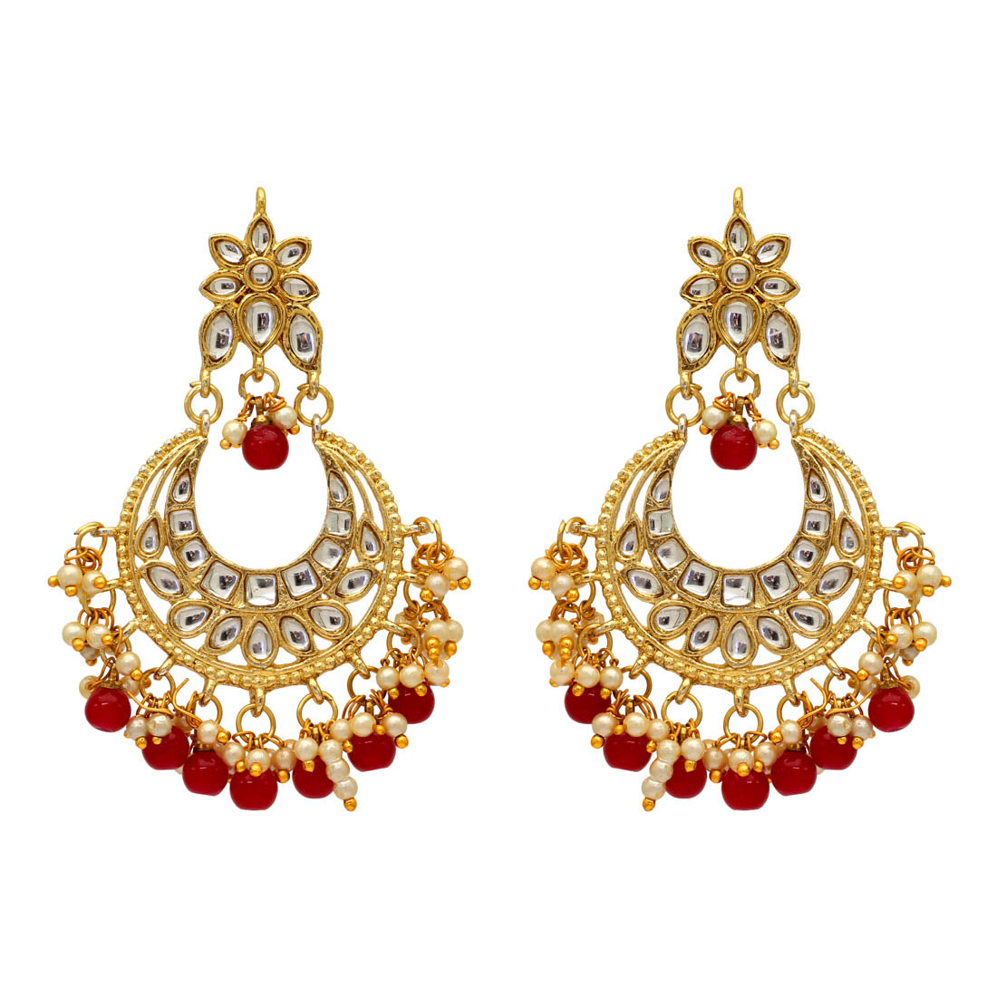 Maroon Color Imitation & Kundan Earrings (KDE33MRN) Earrings GetGlit   