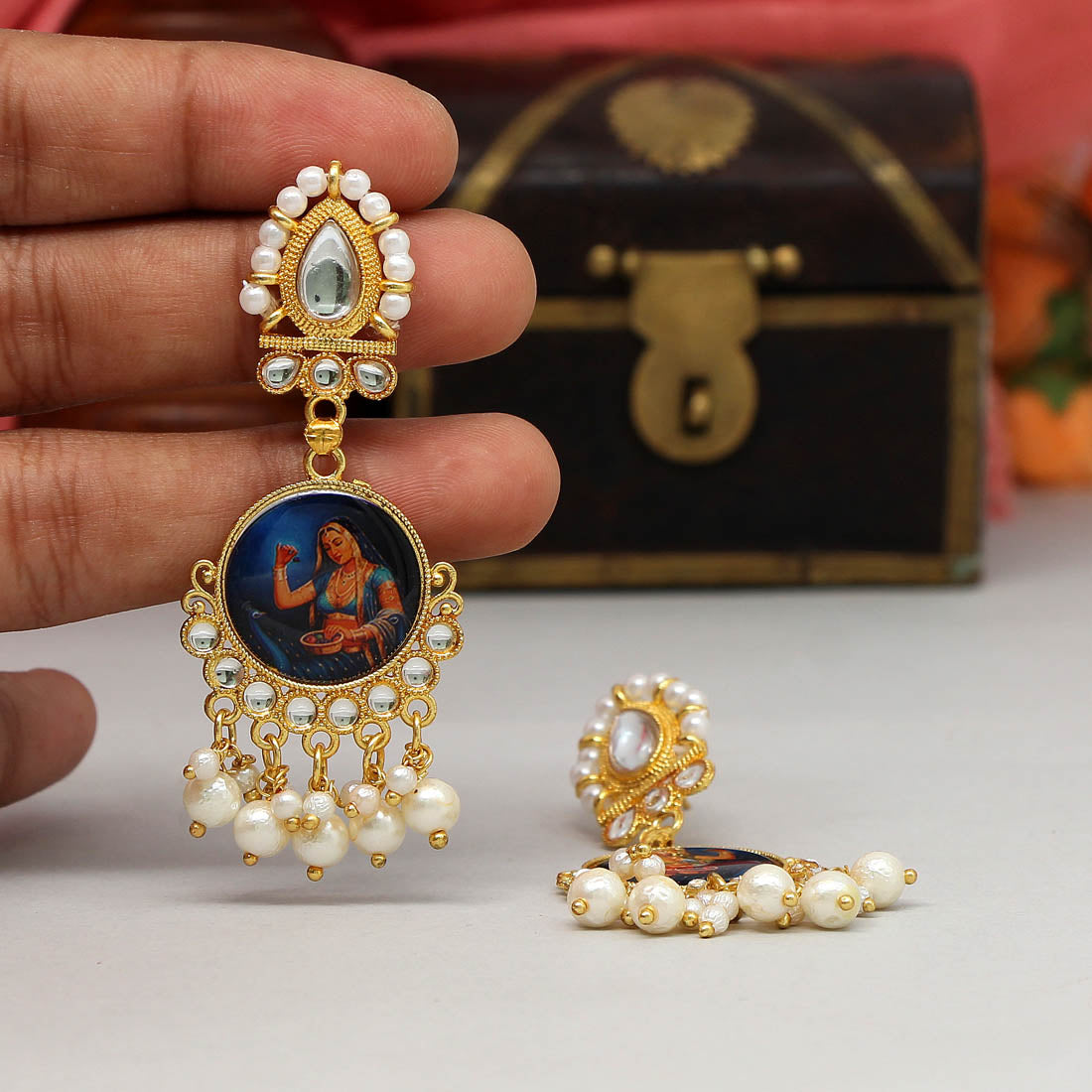 Multi Color Kundan Earrings (KDE389MLT) Earrings GetGlit   