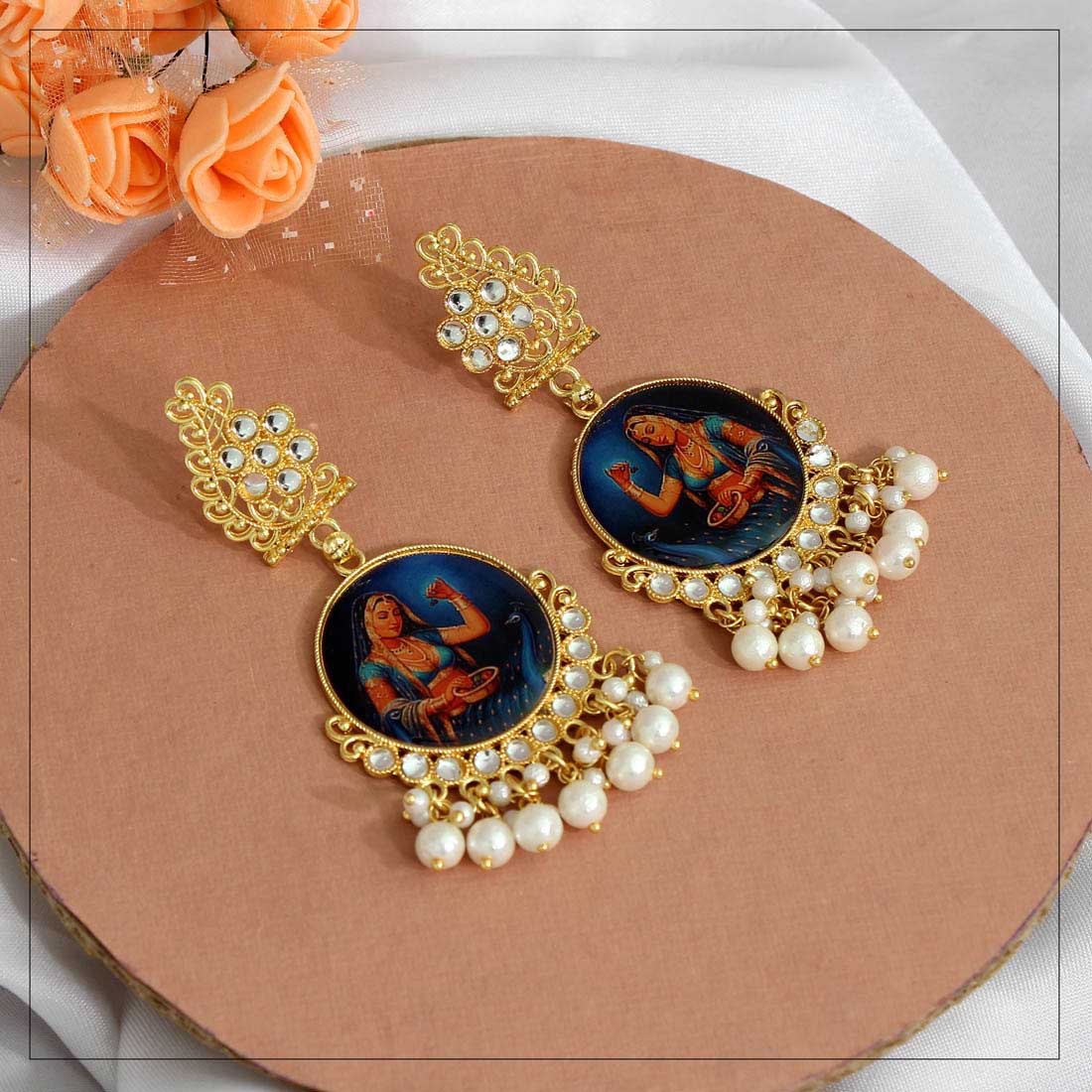 Multi Color Kundan Kundan Earrings (KDE399MLT) Jewellery GetGlit