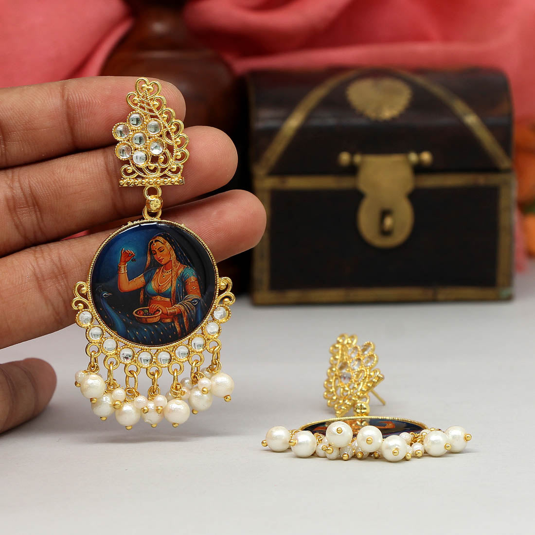 Multi Color Kundan Kundan Earrings (KDE399MLT) Jewellery GetGlit