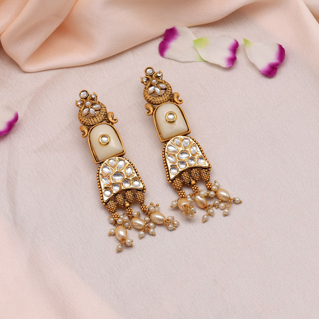 Gold Color Kundan Earrings (KDE794GLD) Earrings GetGlit   