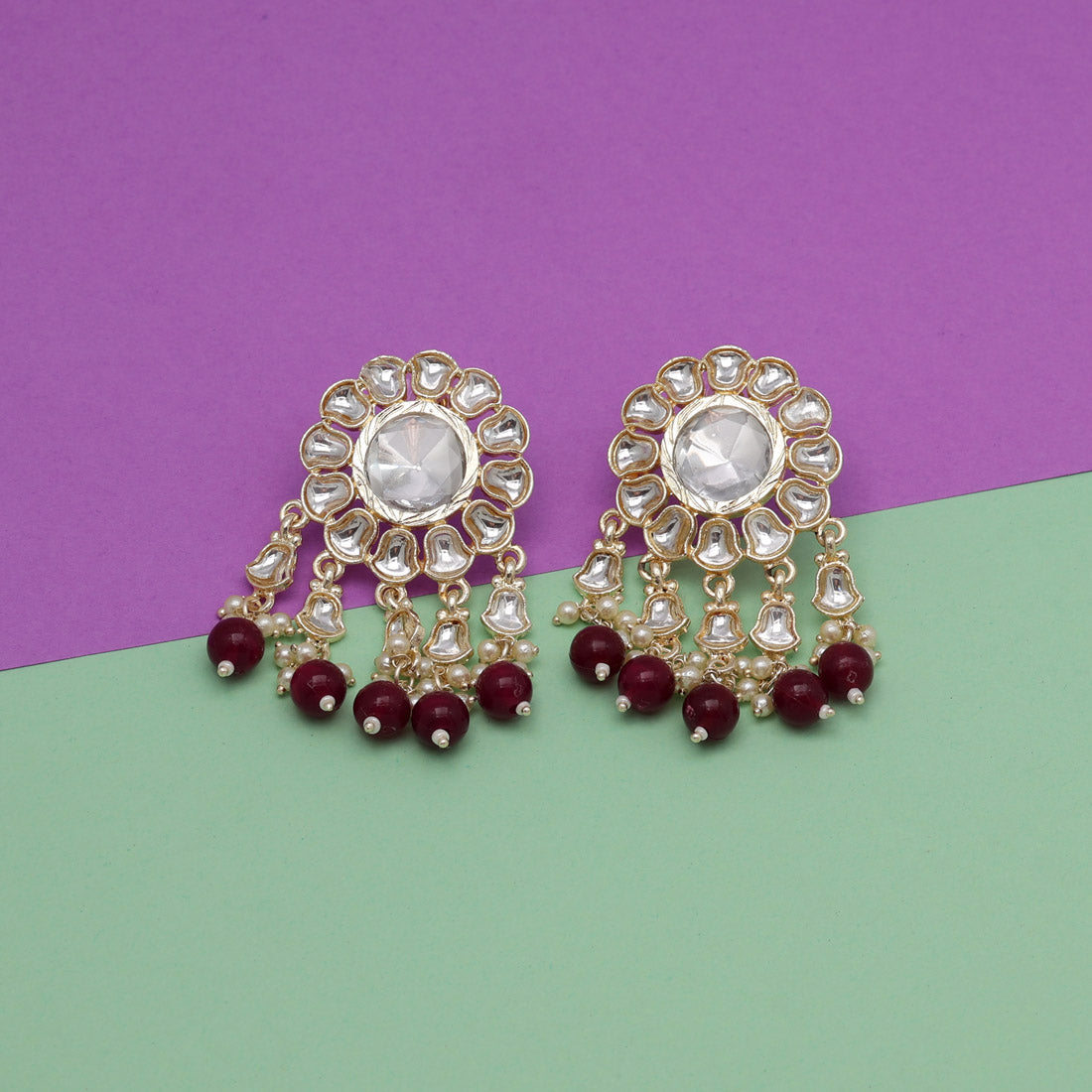 Purple Color Kundan Earrings (KDE797PRP) Earrings GetGlit   