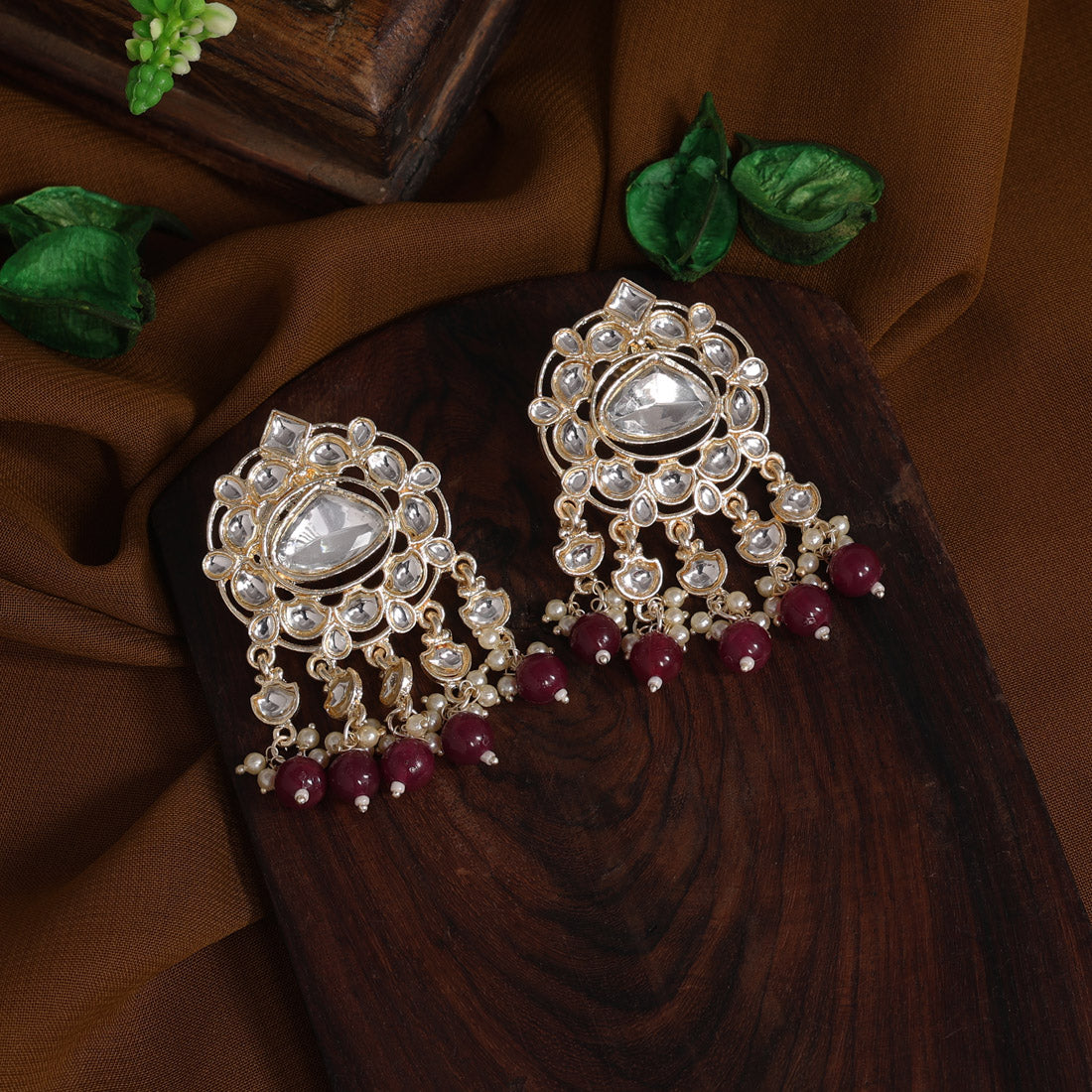 Purple Color Kundan Earrings (KDE799PRP) Earrings GetGlit   