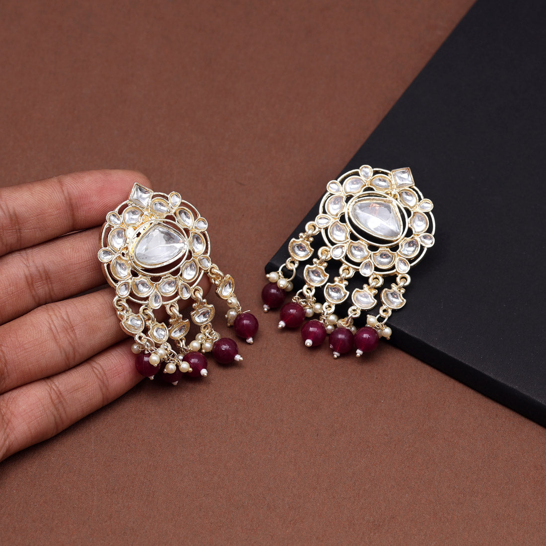 Purple Color Kundan Earrings (KDE799PRP) Earrings GetGlit   