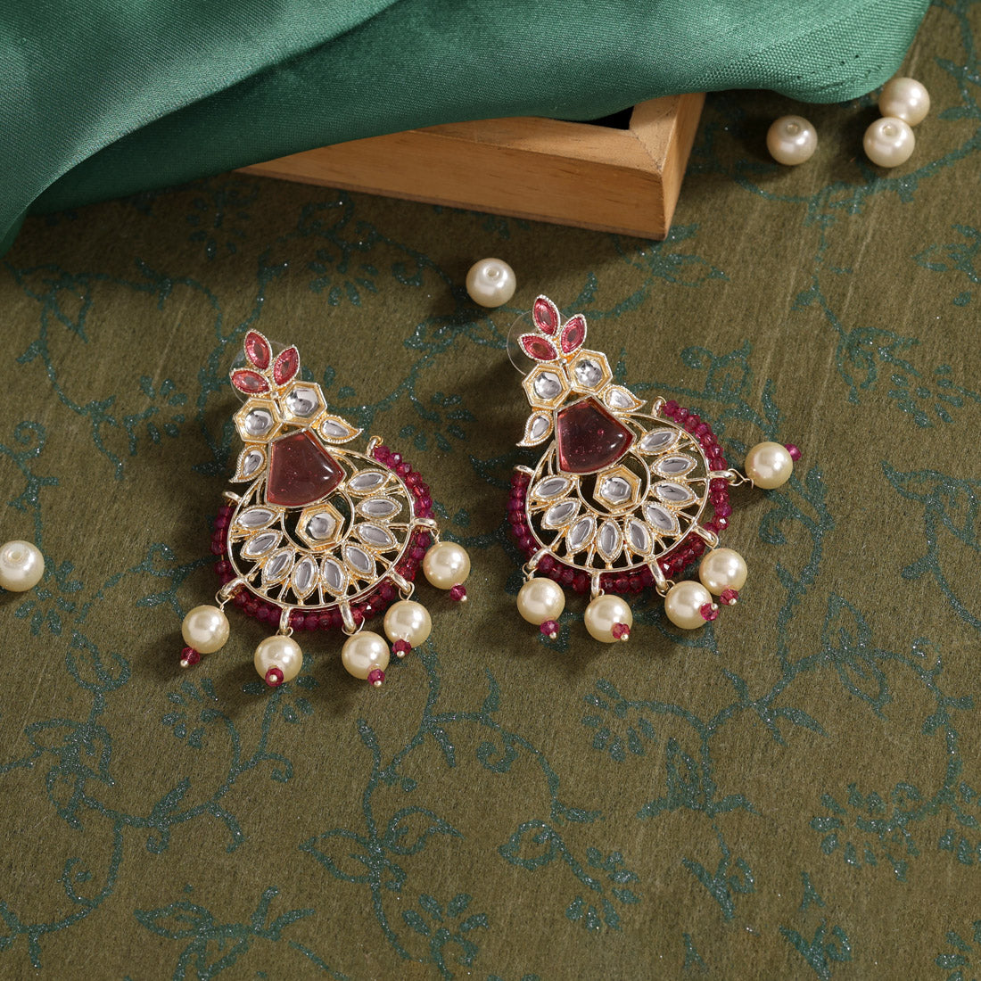 Purple Color Kundan Earrings (KDE804PRP) Earrings GetGlit   