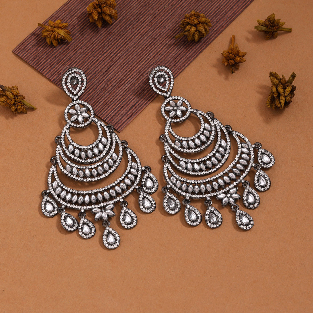 White Color Kundan Earrings (KDE843WHT) Earrings GetGlit   