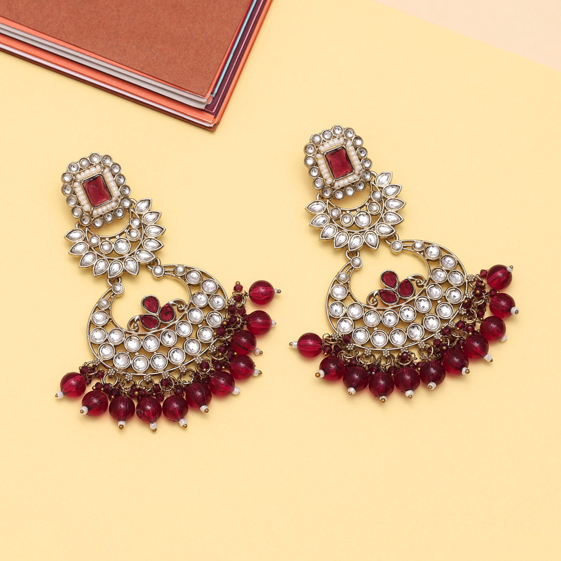 Rani Color Kundan Earrings (KDE850RNI) Earrings GetGlit   