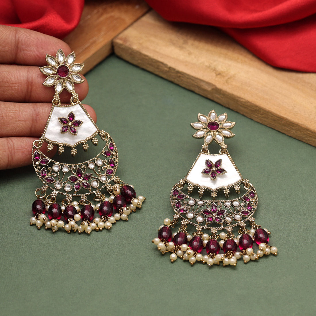 Purple Color Kundan Earrings (KDE916PRP) Jewellery GetGlit