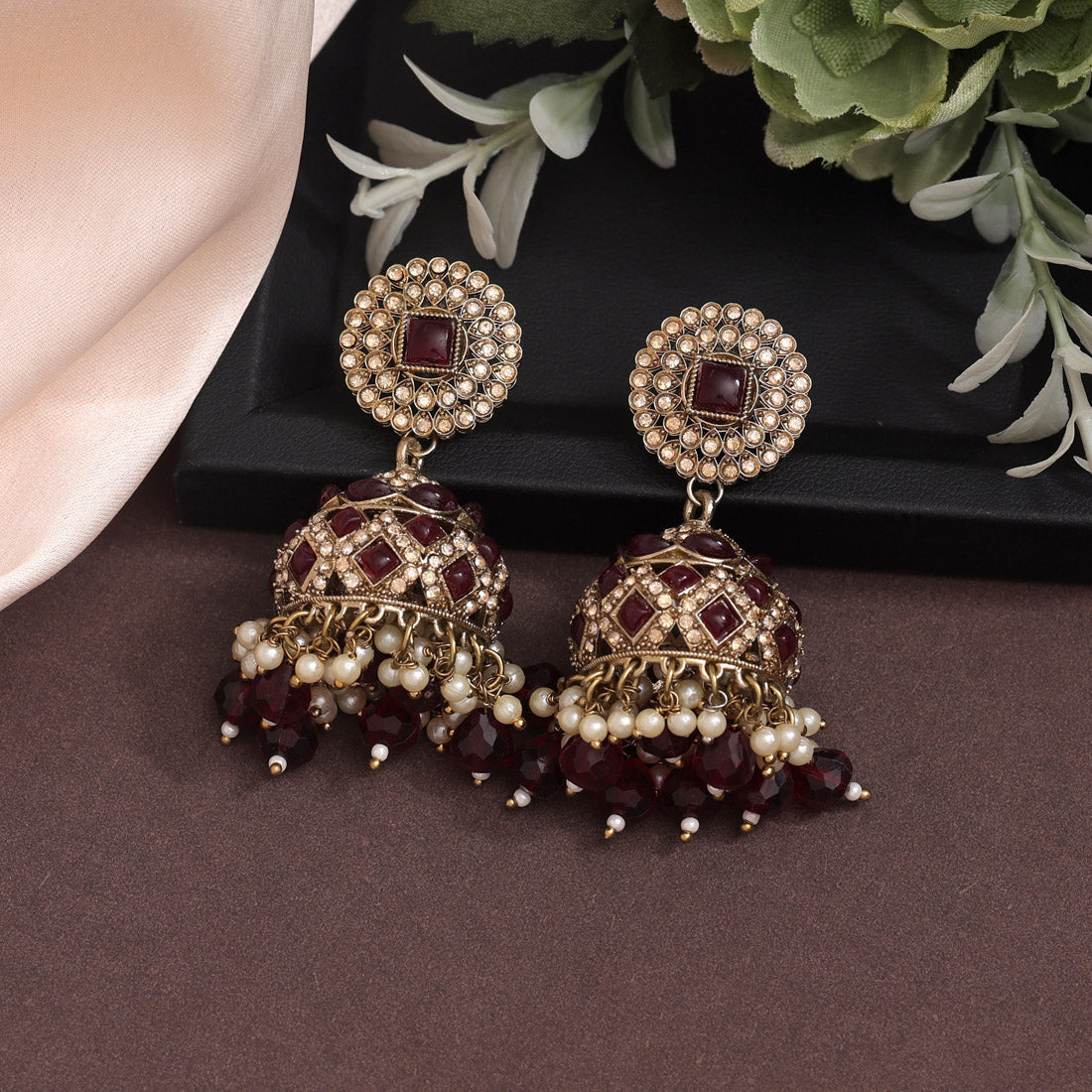 Magenta Color Kundan Earrings (KDE919MNT) Earrings GetGlit   