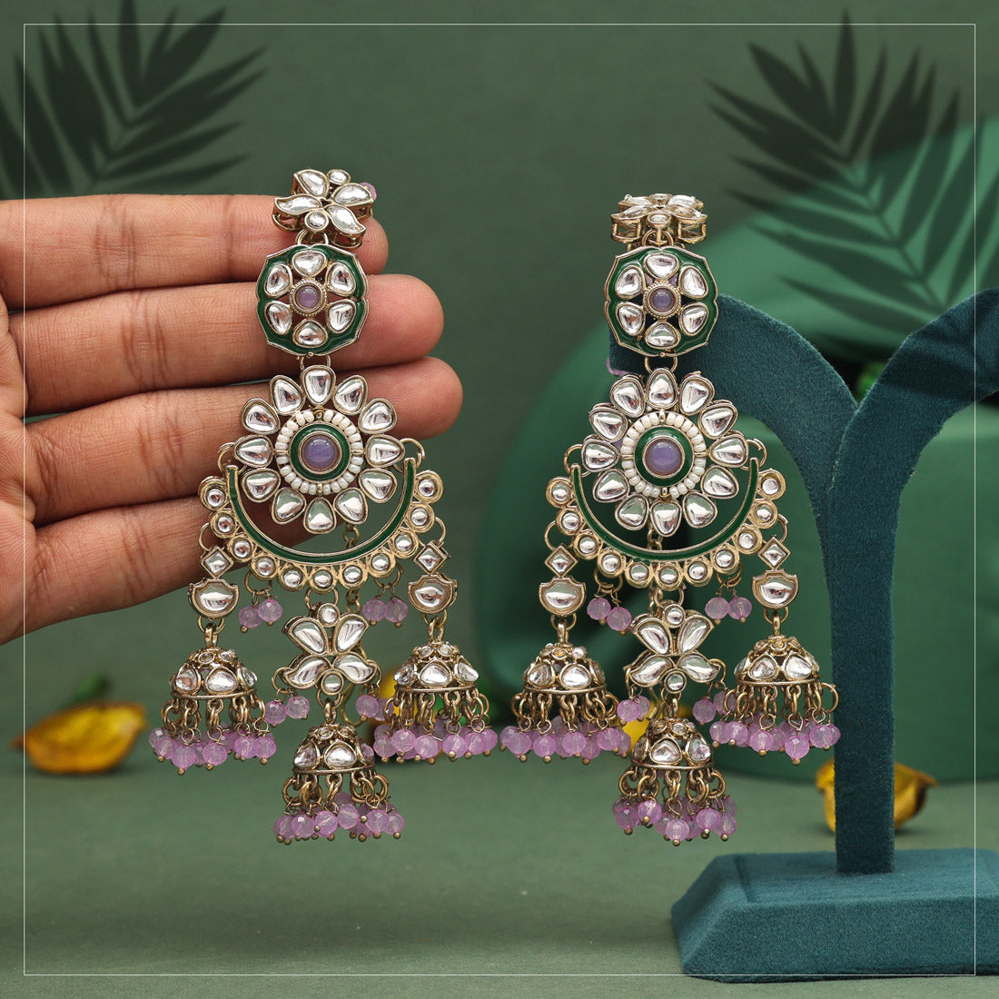 Light Purple Color Kundan Earrings (KDE926LPRP) Earrings GetGlit   