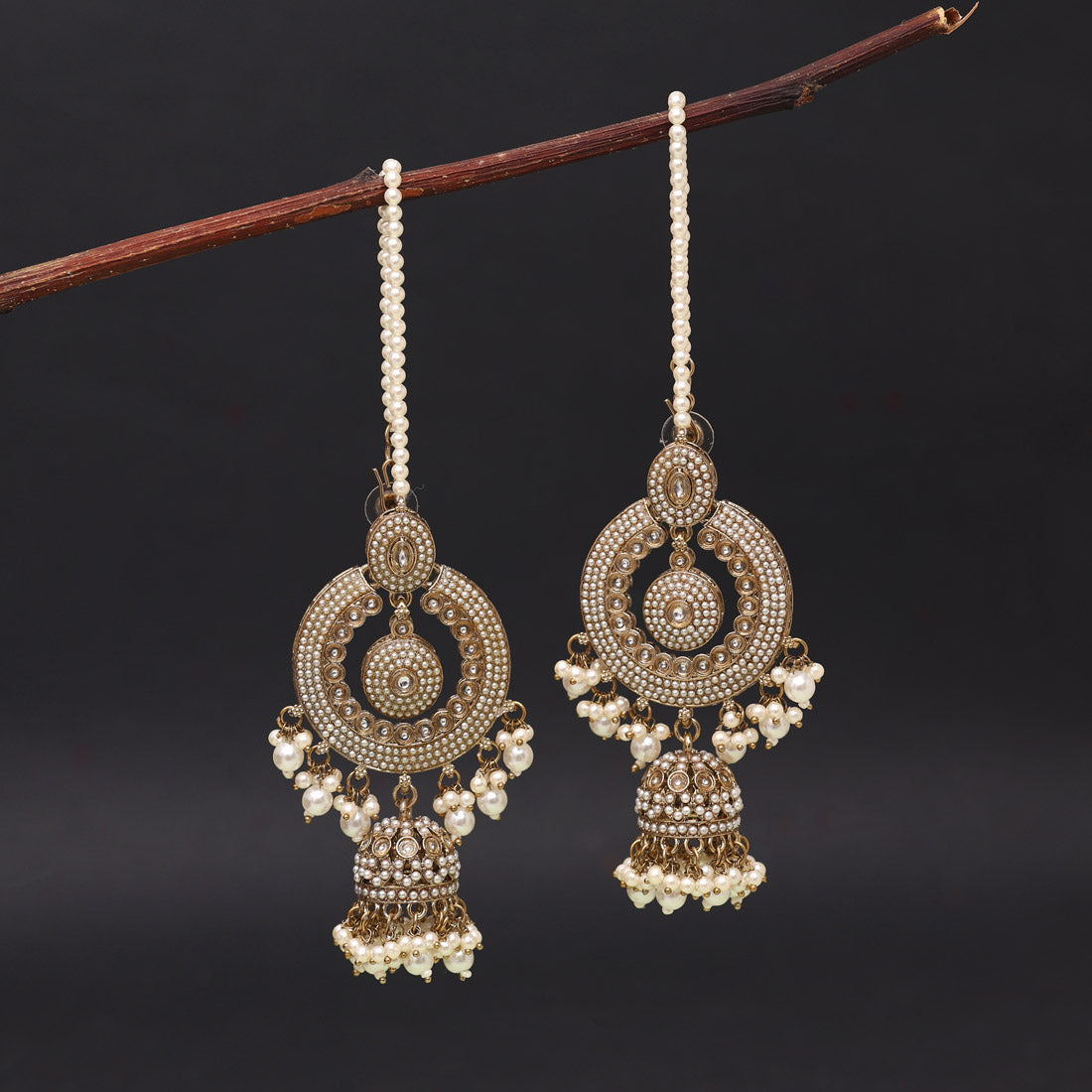 White Color Kundan Earrings (KDE967WHT) Jewellery GetGlit