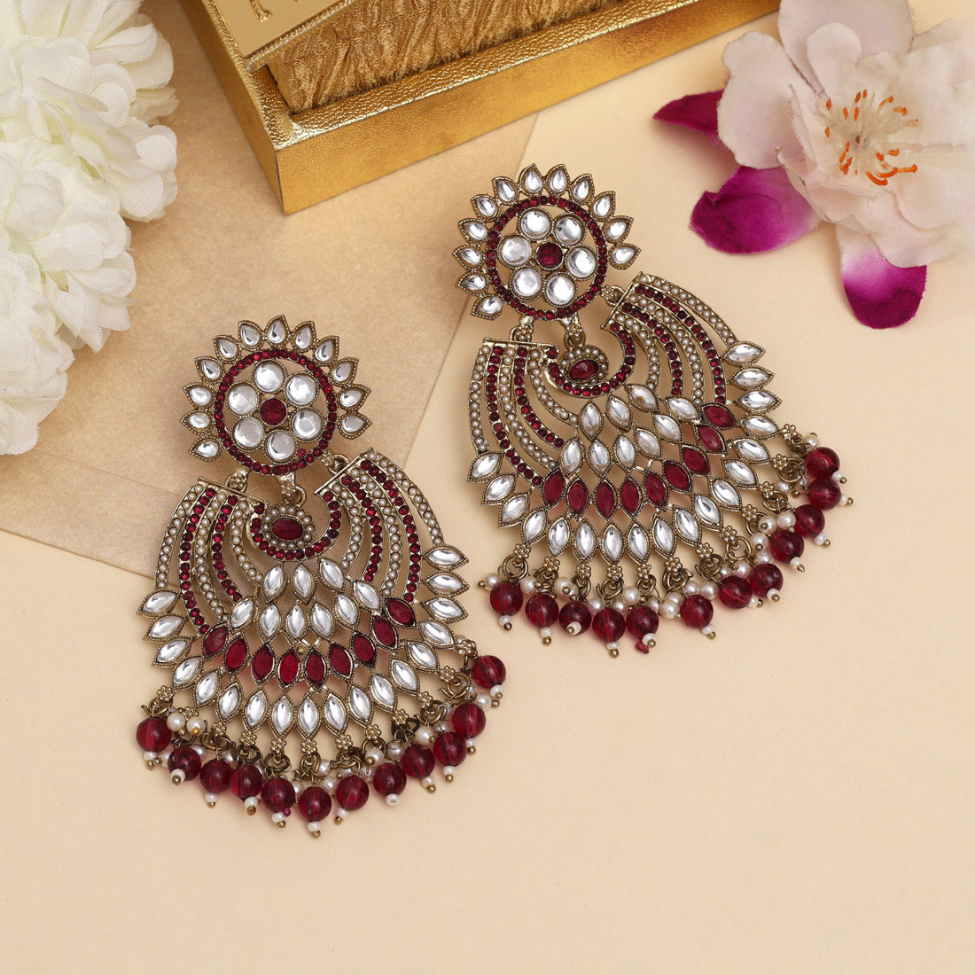 Purple Color Kundan Pakistani Earrings (KDE981PRP) Jewellery GetGlit