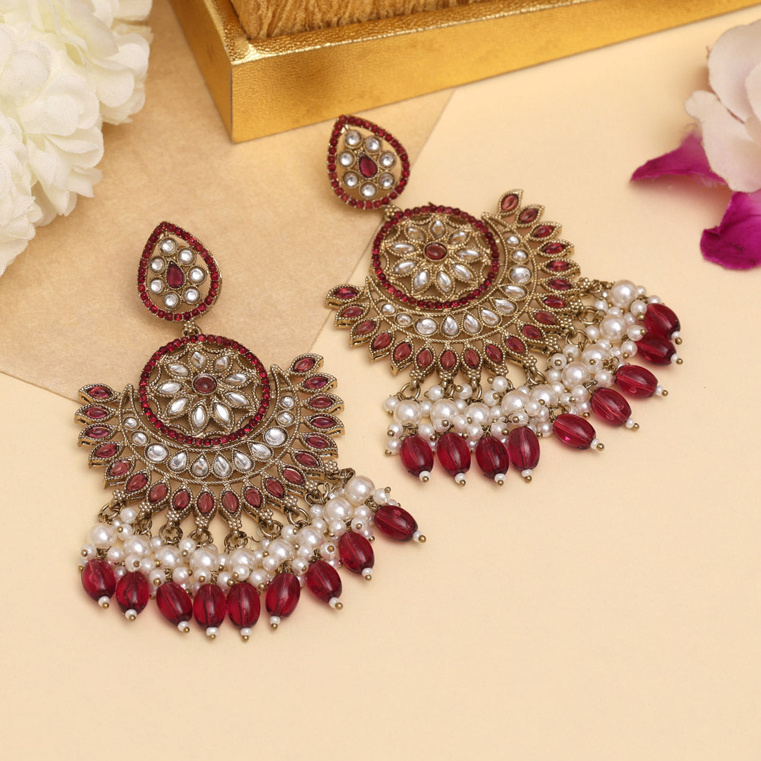 Purple Color Kundan Pakistani Earrings (KDE982PRP) Jewellery GetGlit