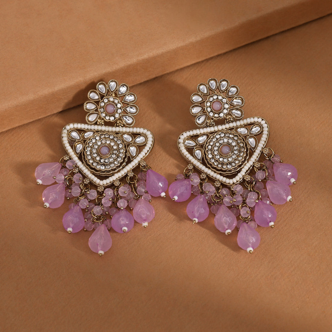 Light Purple Color Kundan Earrings (KDE993LPRP) Jewellery GetGlit