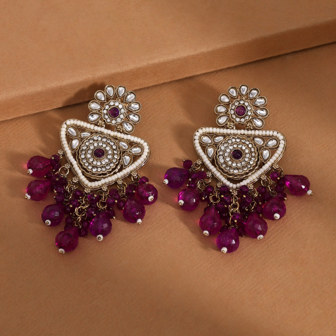 Purple Color Kundan Earrings (KDE993PRP) Jewellery GetGlit