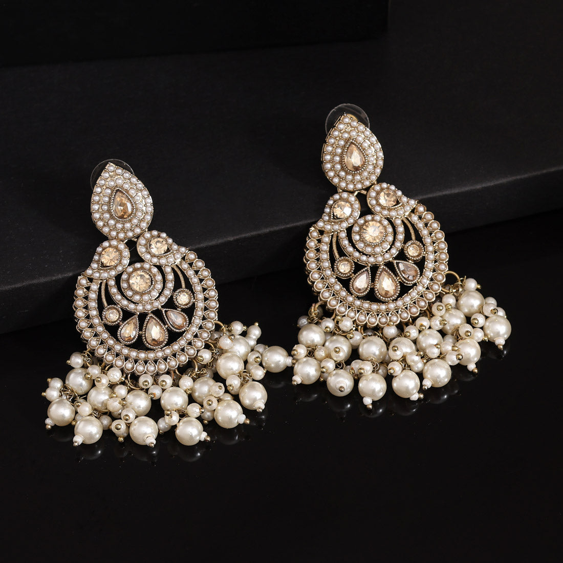 Gold Color Kundan Pakistani Earrings (KDE994GLD) Jewellery GetGlit