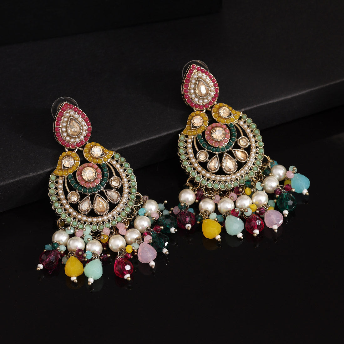 Multi Color Kundan Pakistani Earrings (KDE994MLT) Jewellery GetGlit