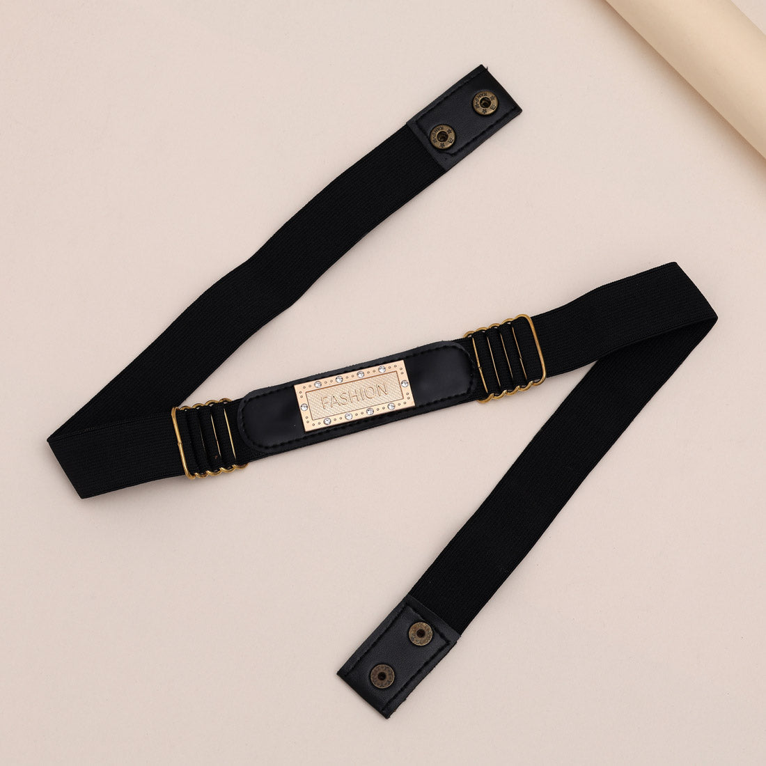 Gold & Black Color Kamarband Elastic Waist Belt For Women//Girls (KMBND494GLD) Jewellery GetGlit