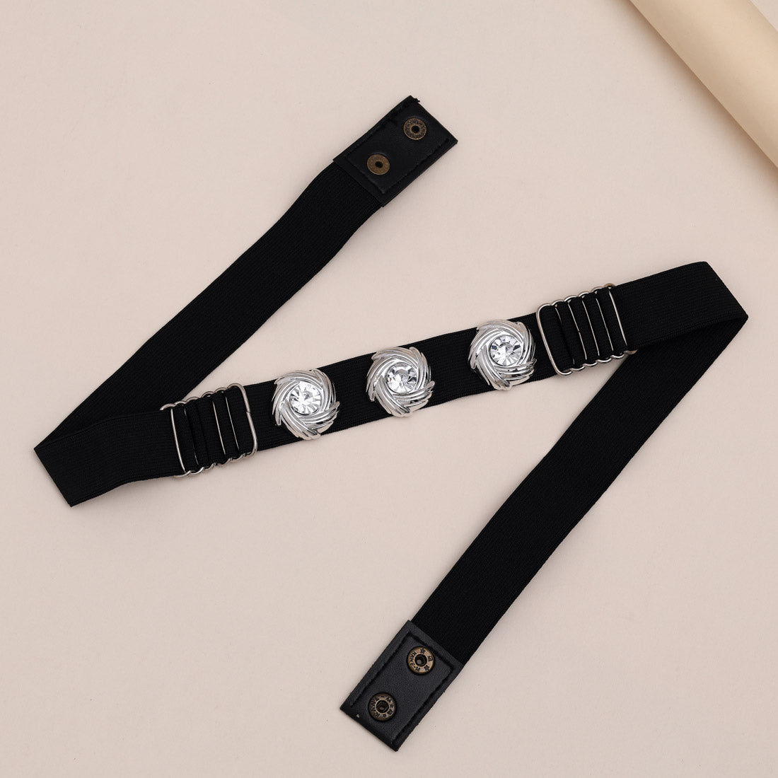 Silver & Black Color Kamarband Elastic Waist Belt For Women//Girls (KMBND495SLV) Jewellery GetGlit   